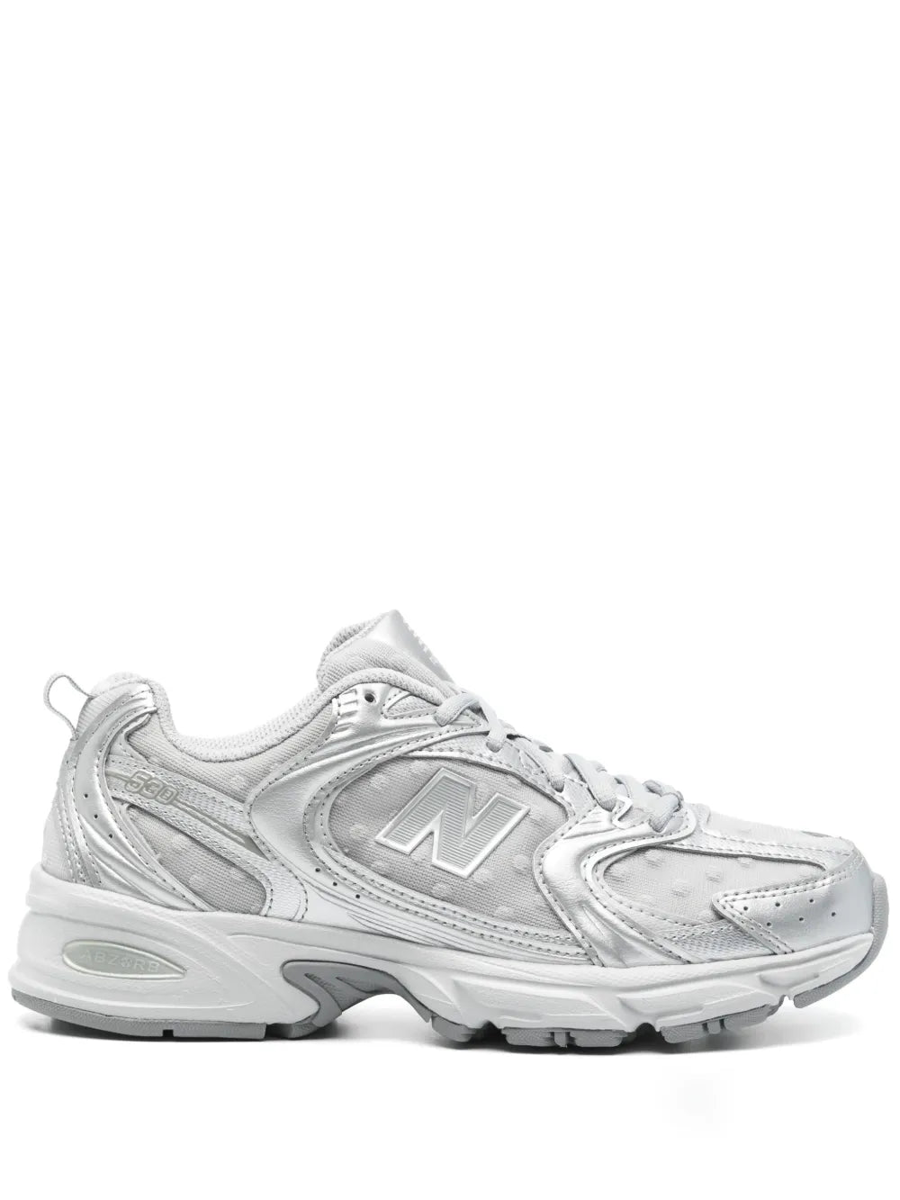 New Balance 530 grey leather-look sneakers with N logo, lace-up and chunky sole
