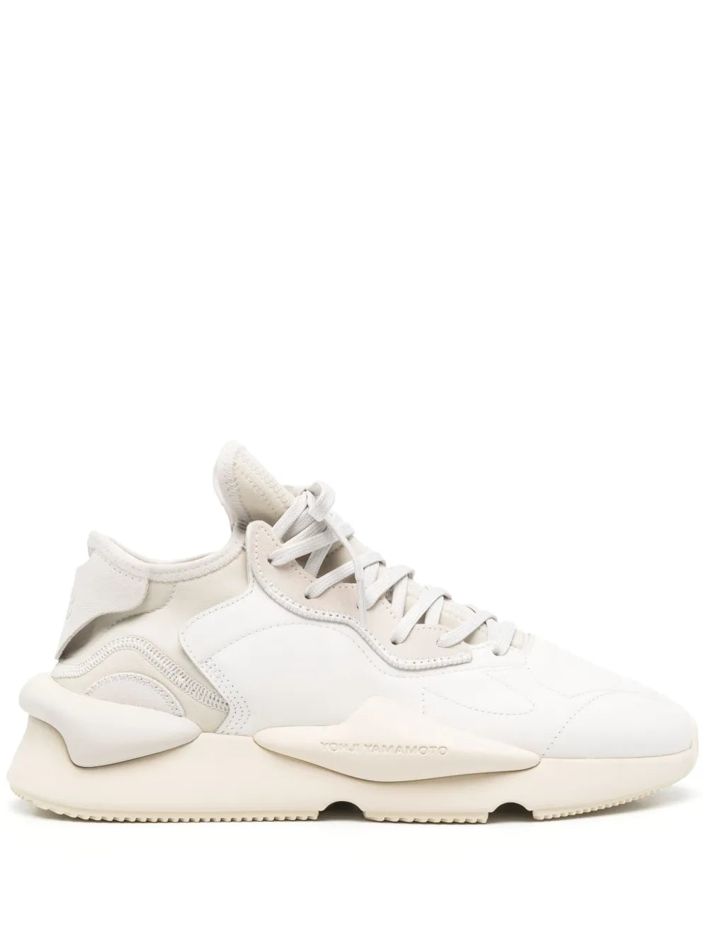 Y-3 Kaiwa white lace-up low-top sneakers with chunky sole and logo detail
