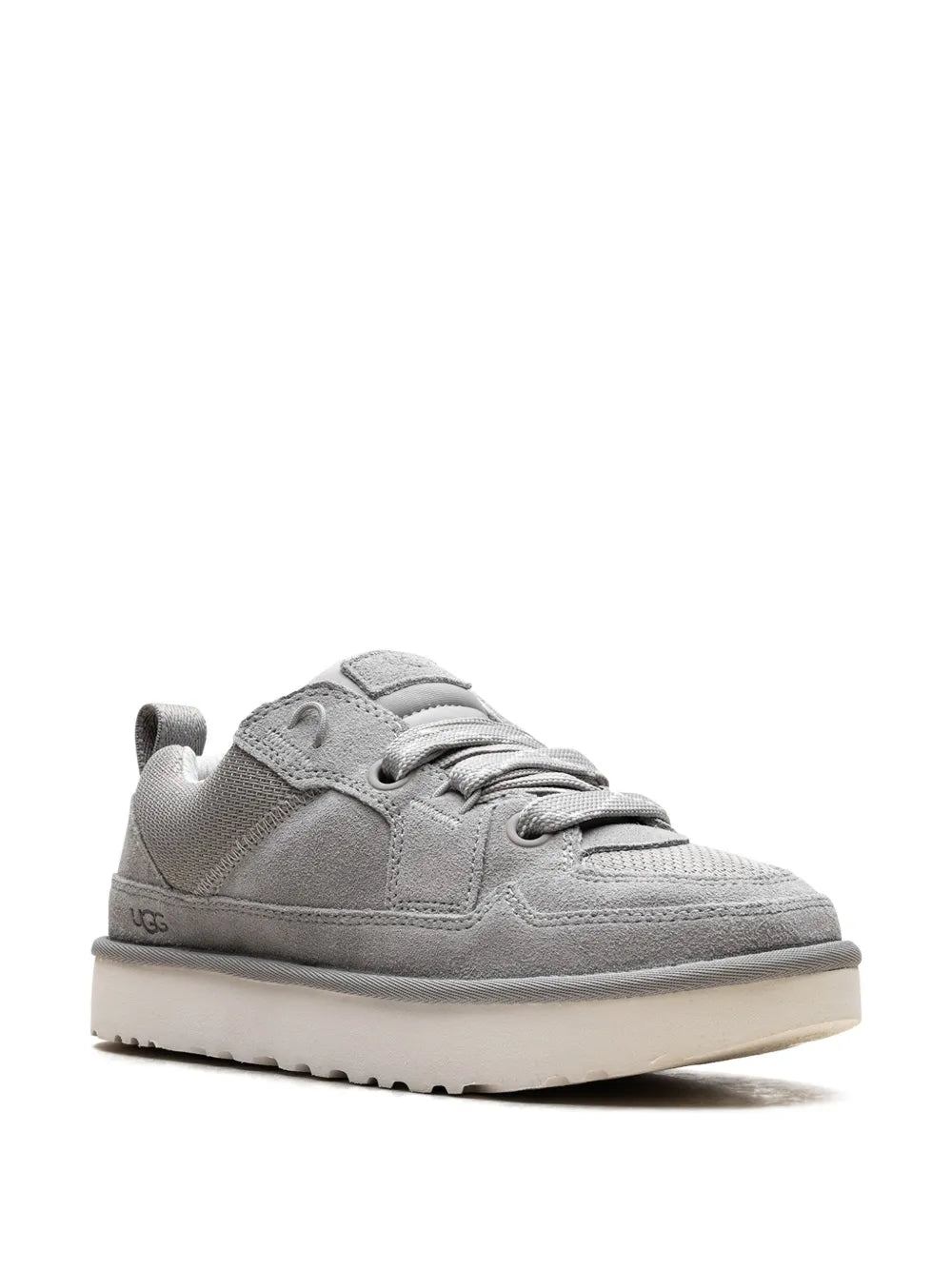 UGG Lowmel Lo grey low-top sneaker with padded tongue and lace-up front