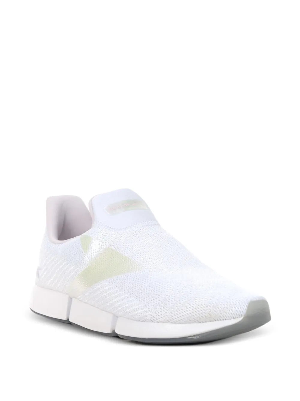 Dailyfit Dmx white slip-on sneakers, knit upper with pastel accents