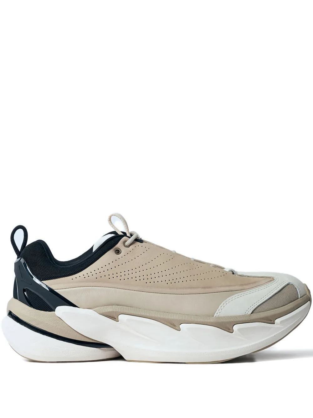 Hoka One One Elevon X sneakers, beige with perforated toe and white chunky sole