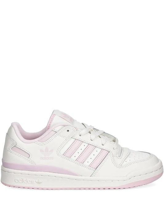 adidas Forum low-top sneakers in white with pink accents, lace-up