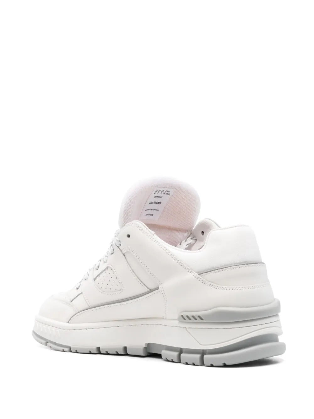 Axel Arigato Area Lo white sneakers, rear/side view, lace-up, cushioned heel
