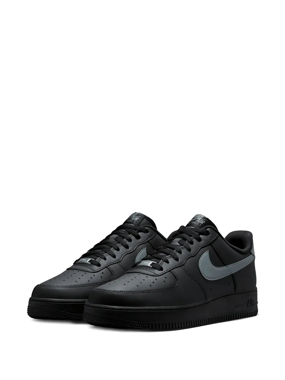 Nike Air Force 1 Low sneakers, black with cool grey accents, lace-up