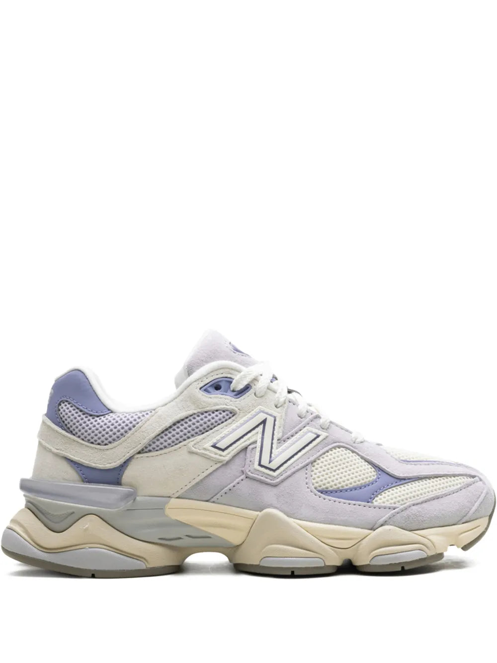 New Balance 9060 sneakers in light grey with blue and beige panels