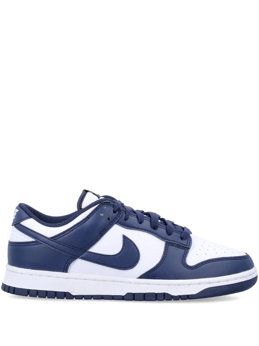 Nike Dunk Low low-top sneakers in white and navy with Swoosh and lace-up