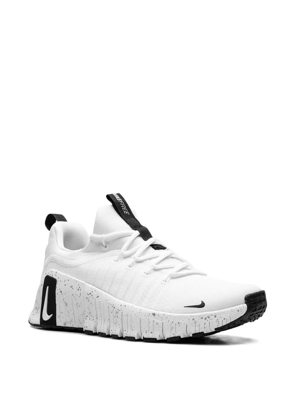 Nike Free Metcon 6 lace-up training sneaker, white upper with black heel logo detail