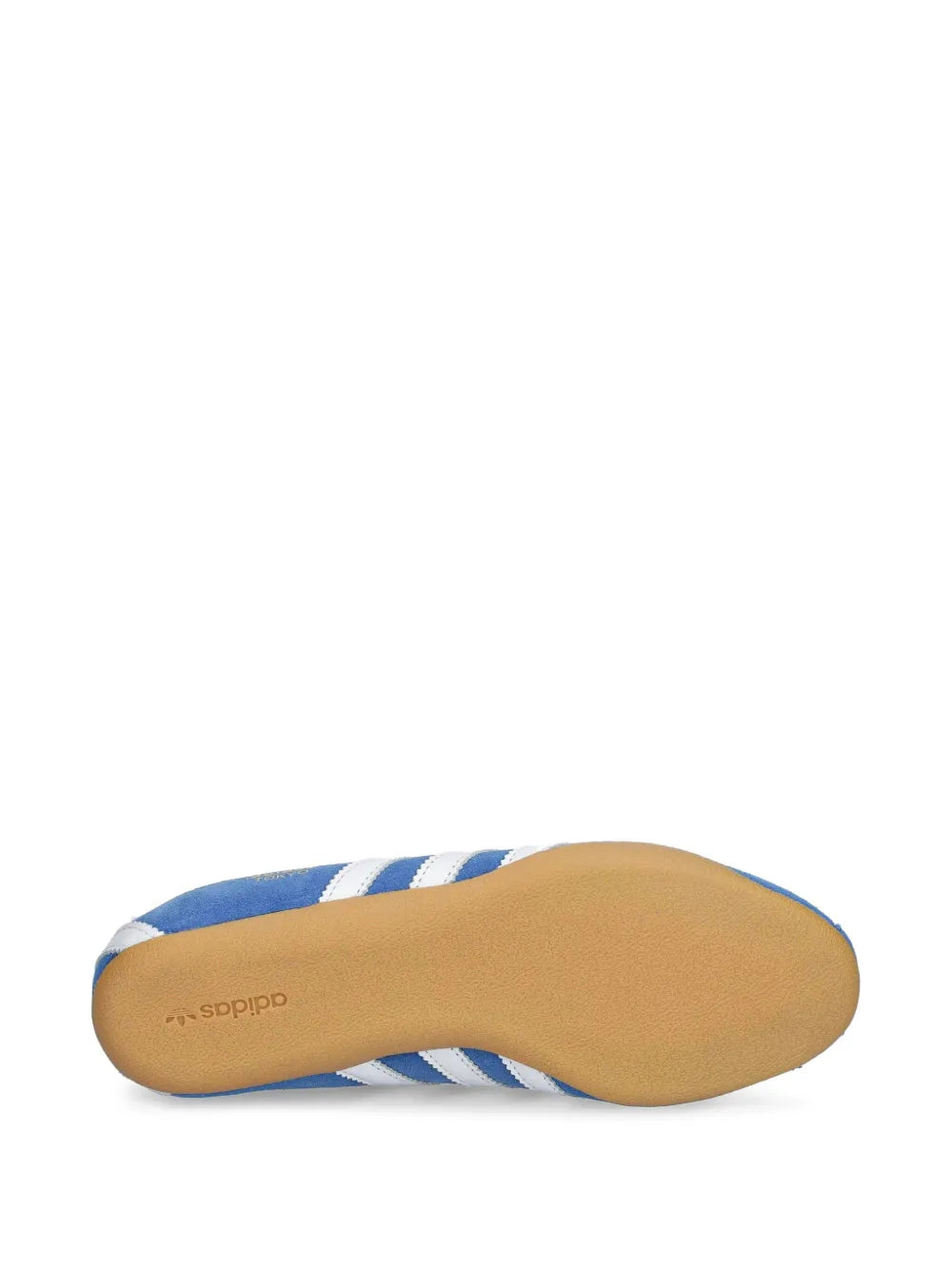 Blue adidas Tokyo sneakers with gum rubber outsole and white stripe detailing