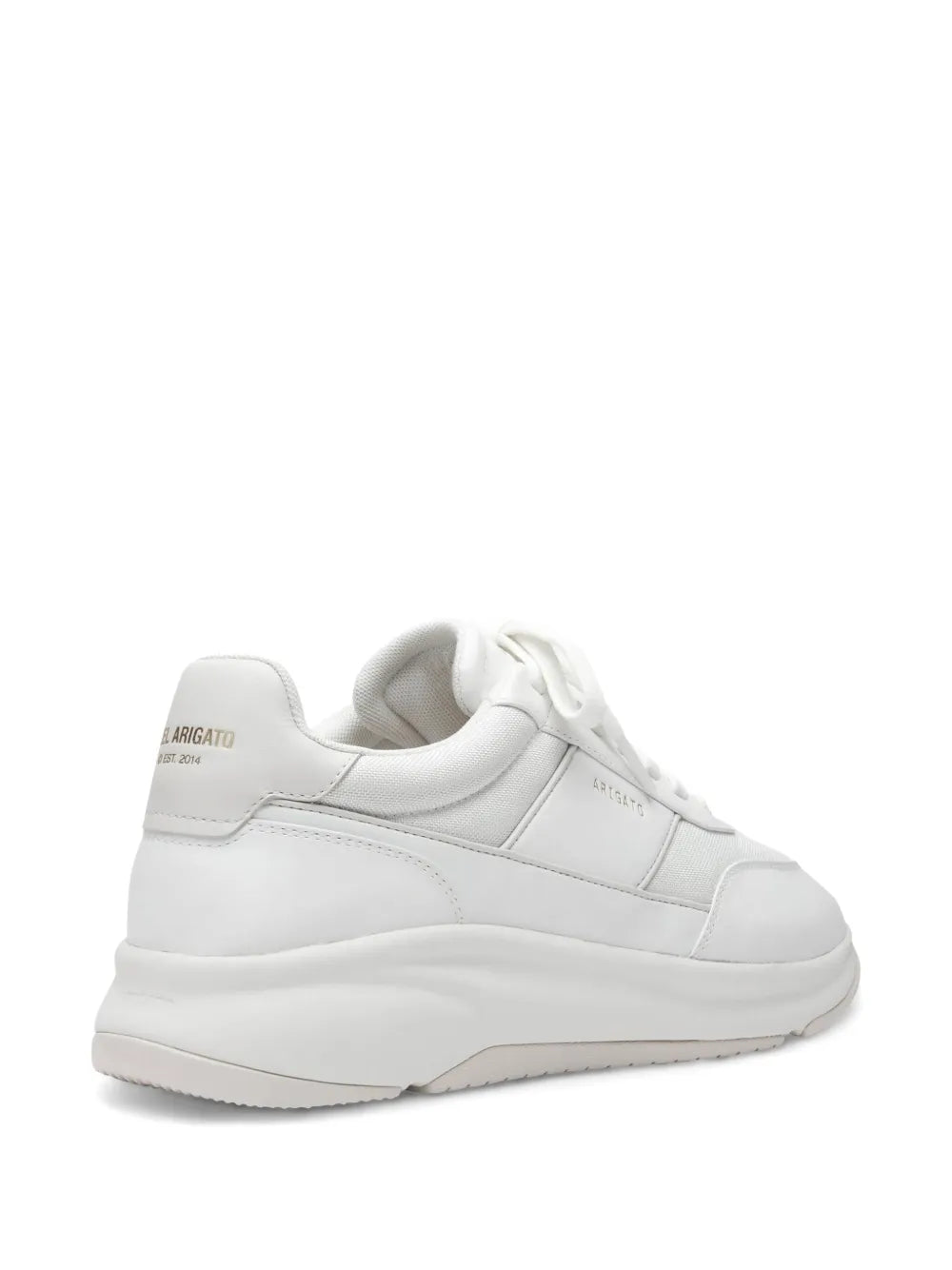 White low-top sneakers with padded collar and stitched side panel detail