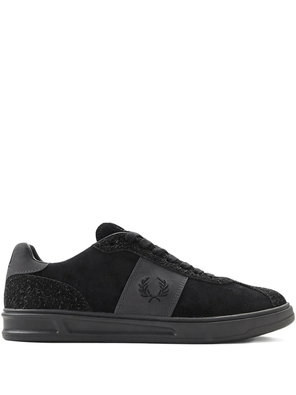 Black Fred Perry logo-embroidered sneakers, lace-up with contrast side panel