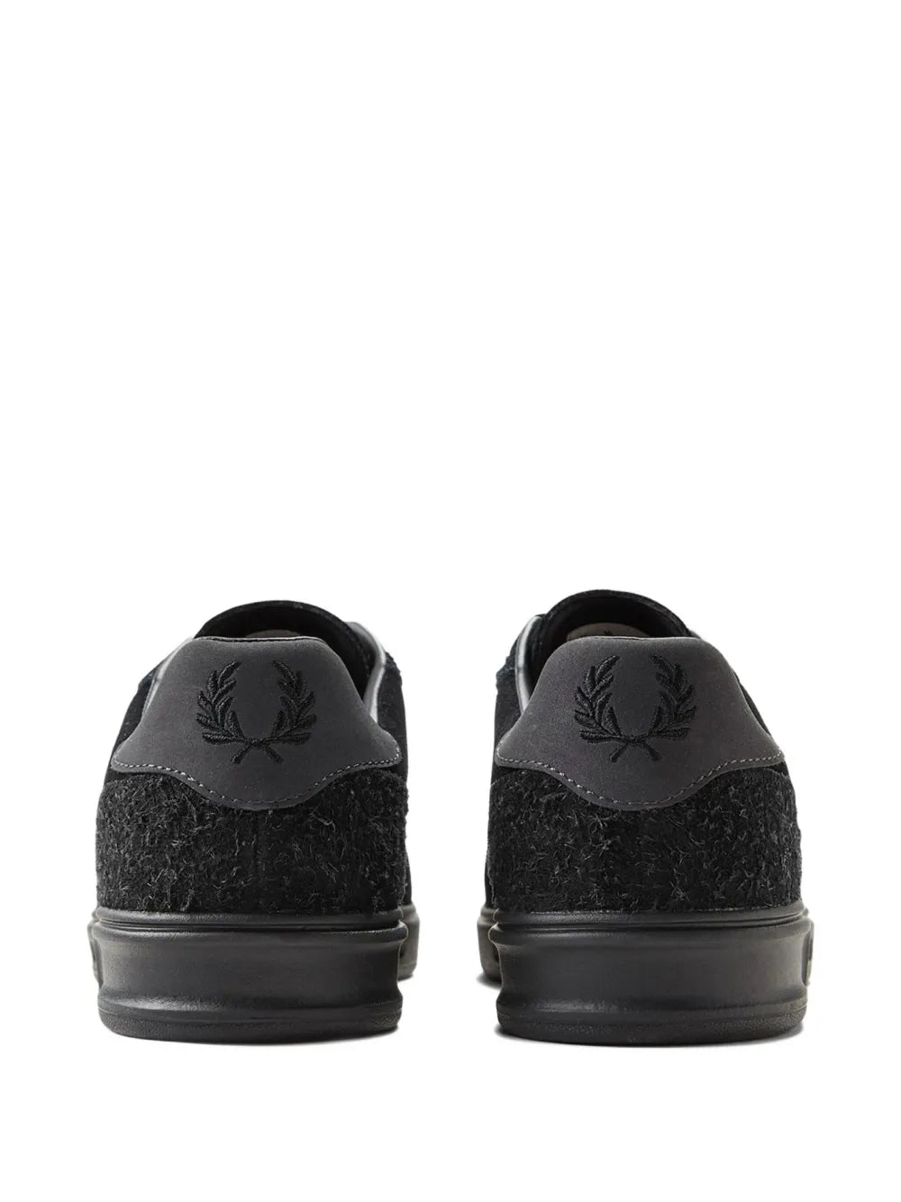 Black Fred Perry sneakers with rear logo embroidery and flat rubber sole