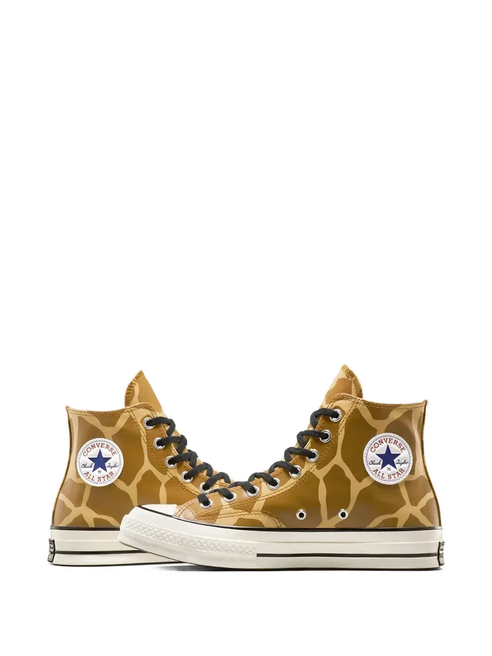 Converse Chuck 70 high-top sneakers with brown giraffe-print and black eyelets