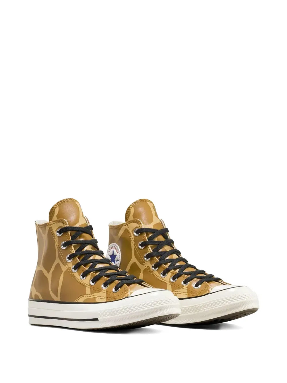 Pair of Converse Chuck 70 high-top sneakers in brown giraffe-print with white rubber sole
