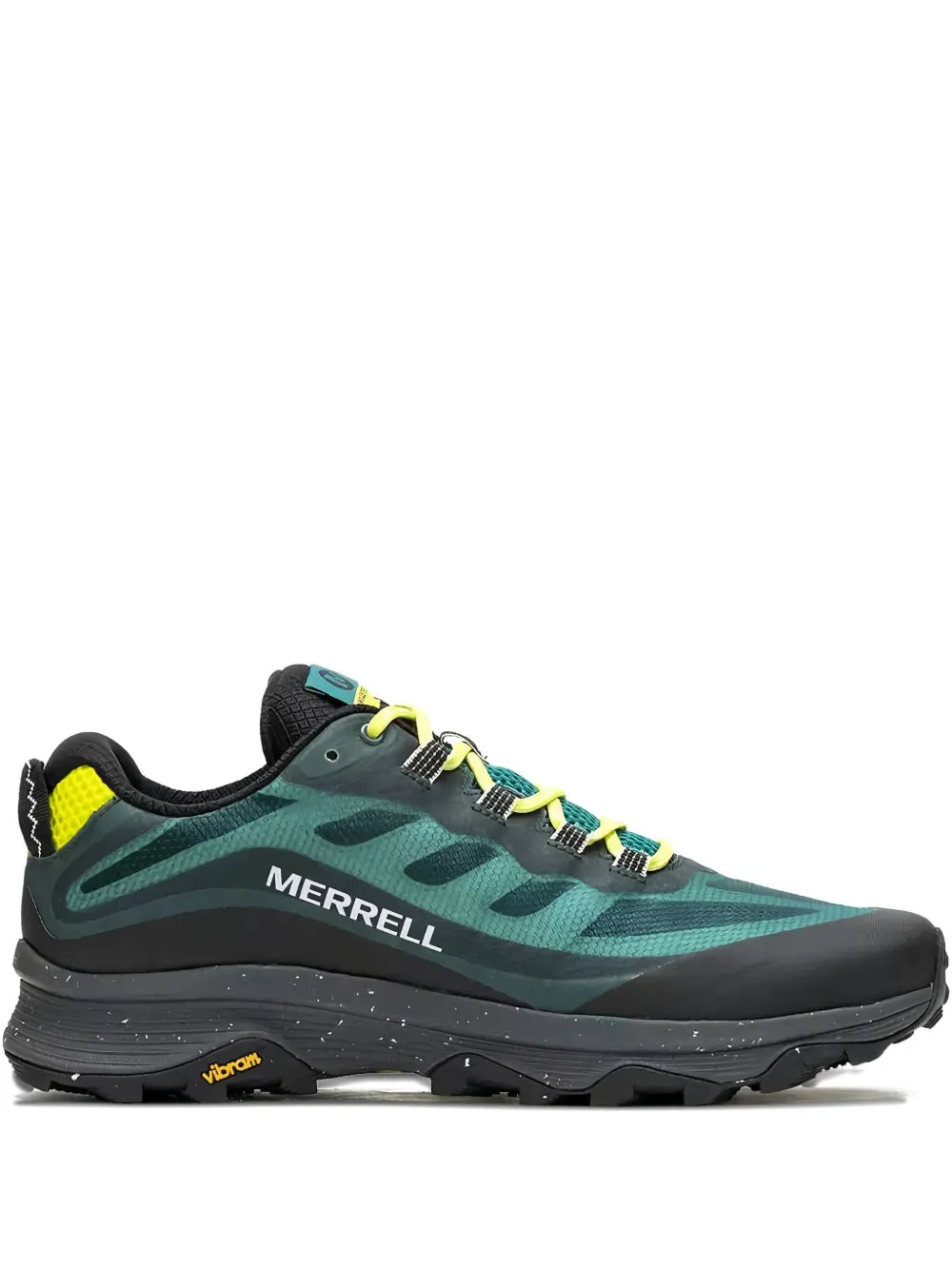 Merrell Moab Speed trainers, dark green camo with black side and neon yellow laces