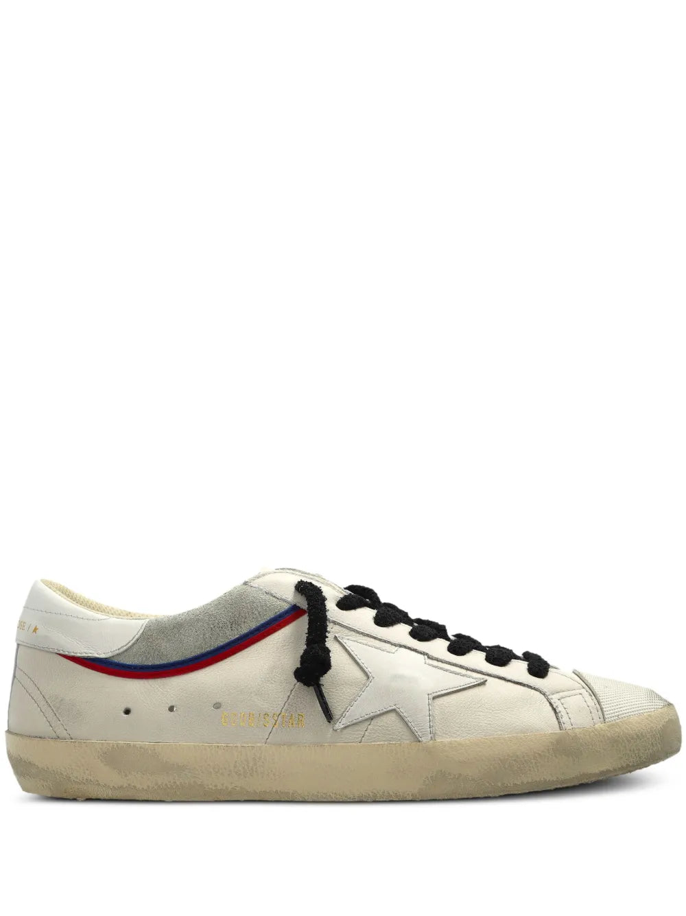 Golden Goose Super-Star sneakers in white leather with star logo, black laces, beige sole