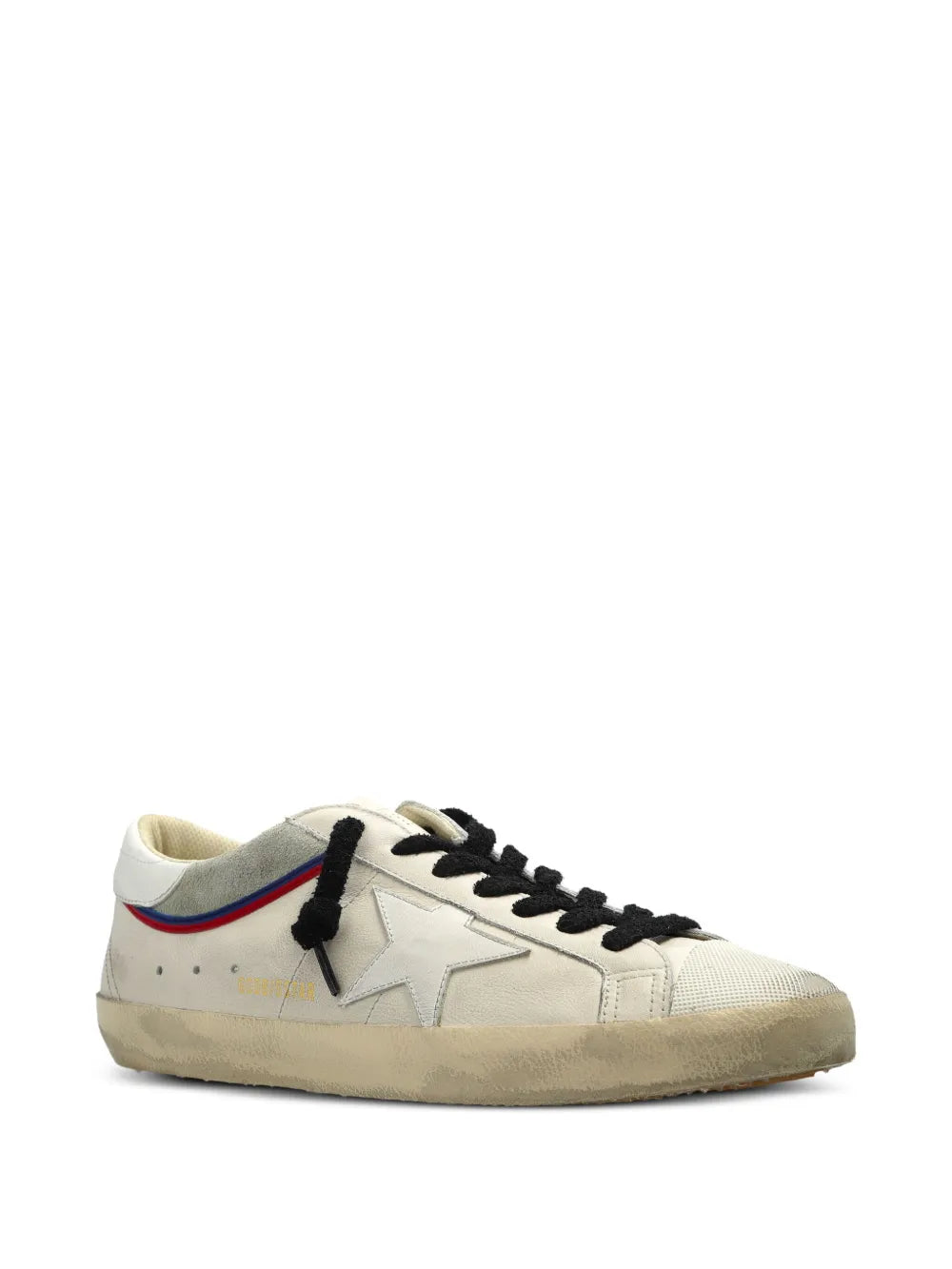Golden Goose Super-Star sneakers, white upper with star detail, black laces, beige outsole