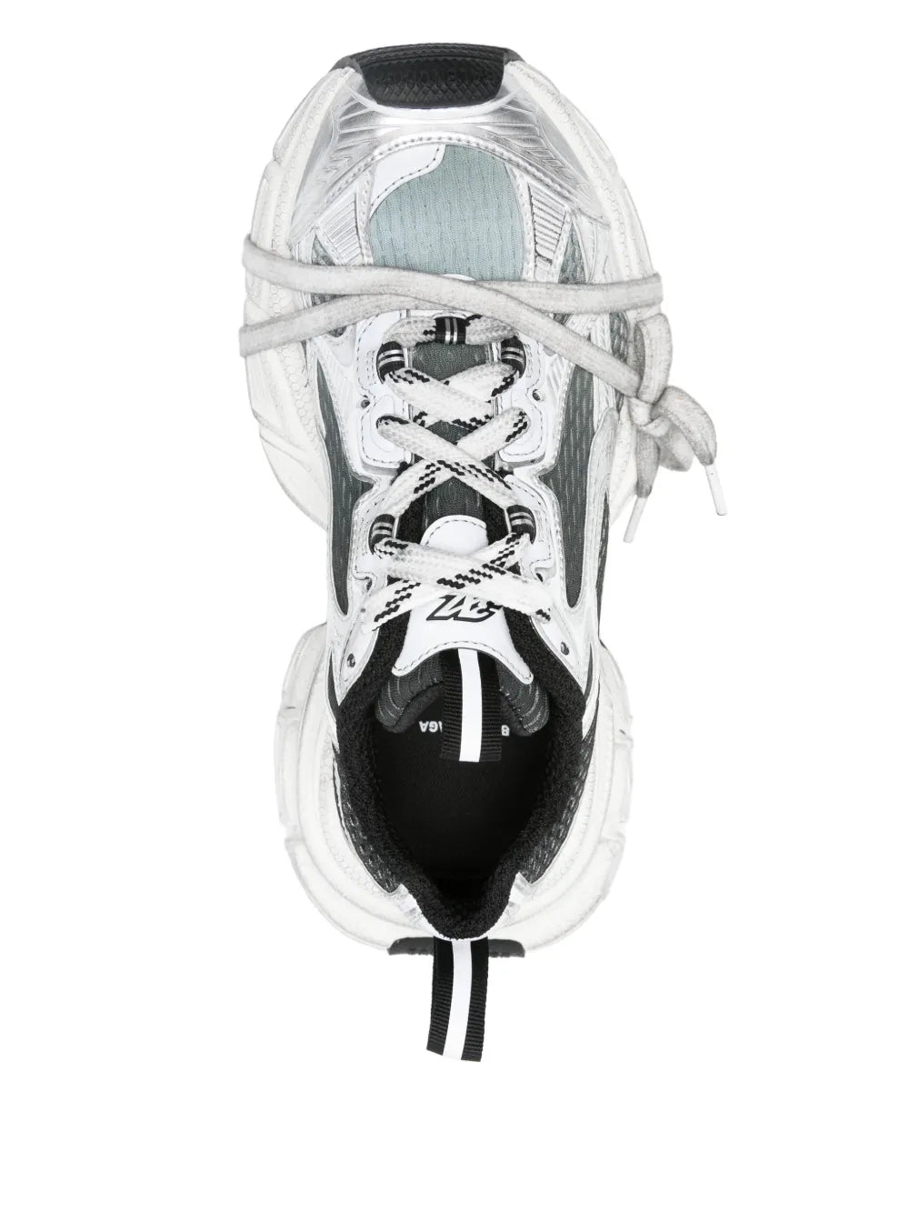 3XL gradient sneakers, open top view with blue lining and lace-up front