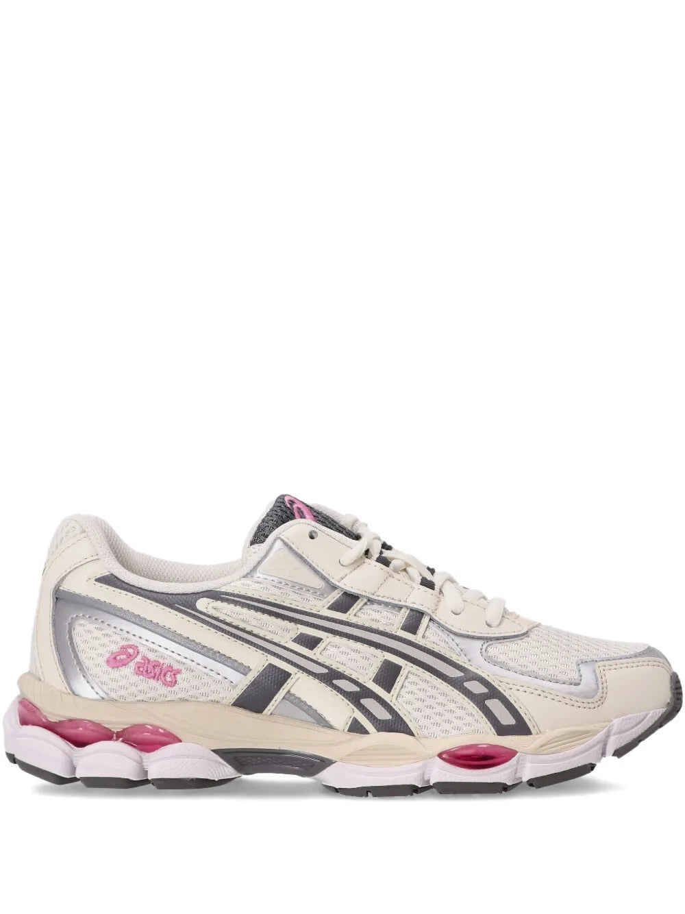 ASICS Gel-Nyc lace-up running sneakers in white with gray and pink accents