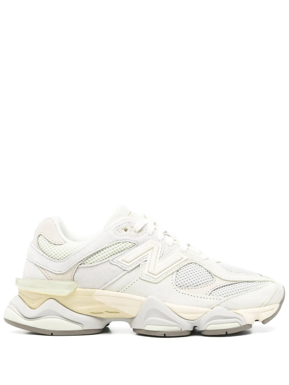 Ecru New Balance 9060 sneakers, mesh panels and chunky off-white sole