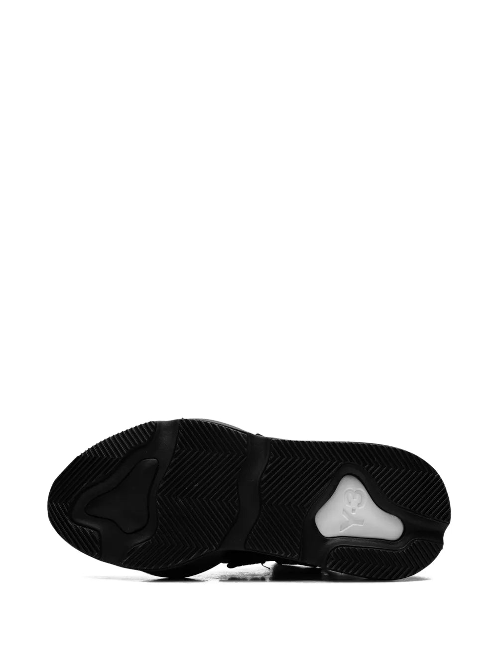 Black Y-3 Kaiwa outsole tread view, textured rubber traction sole