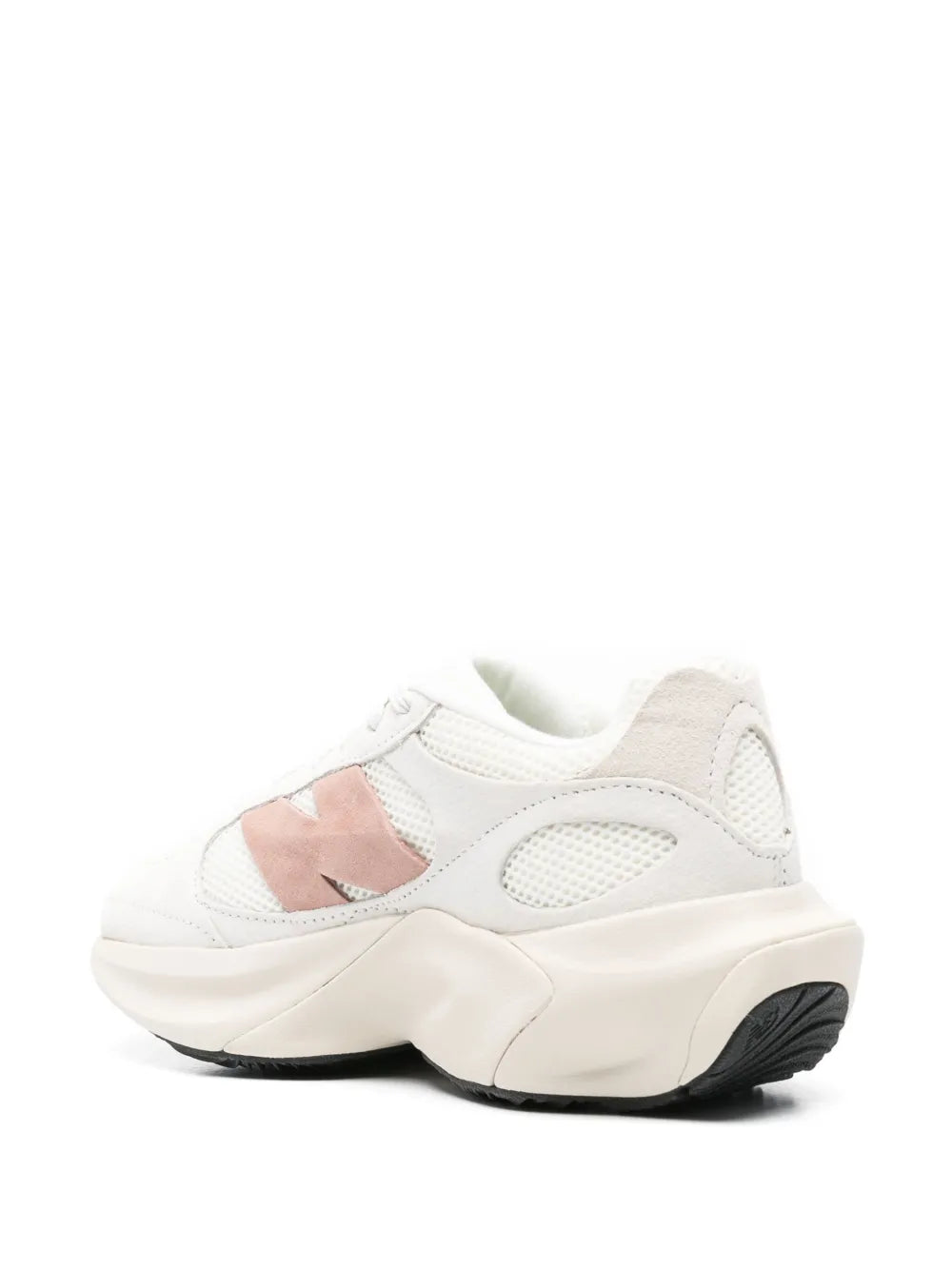 White New Balance WRP(D) runner sneaker, chunky sole, pink inset on side
