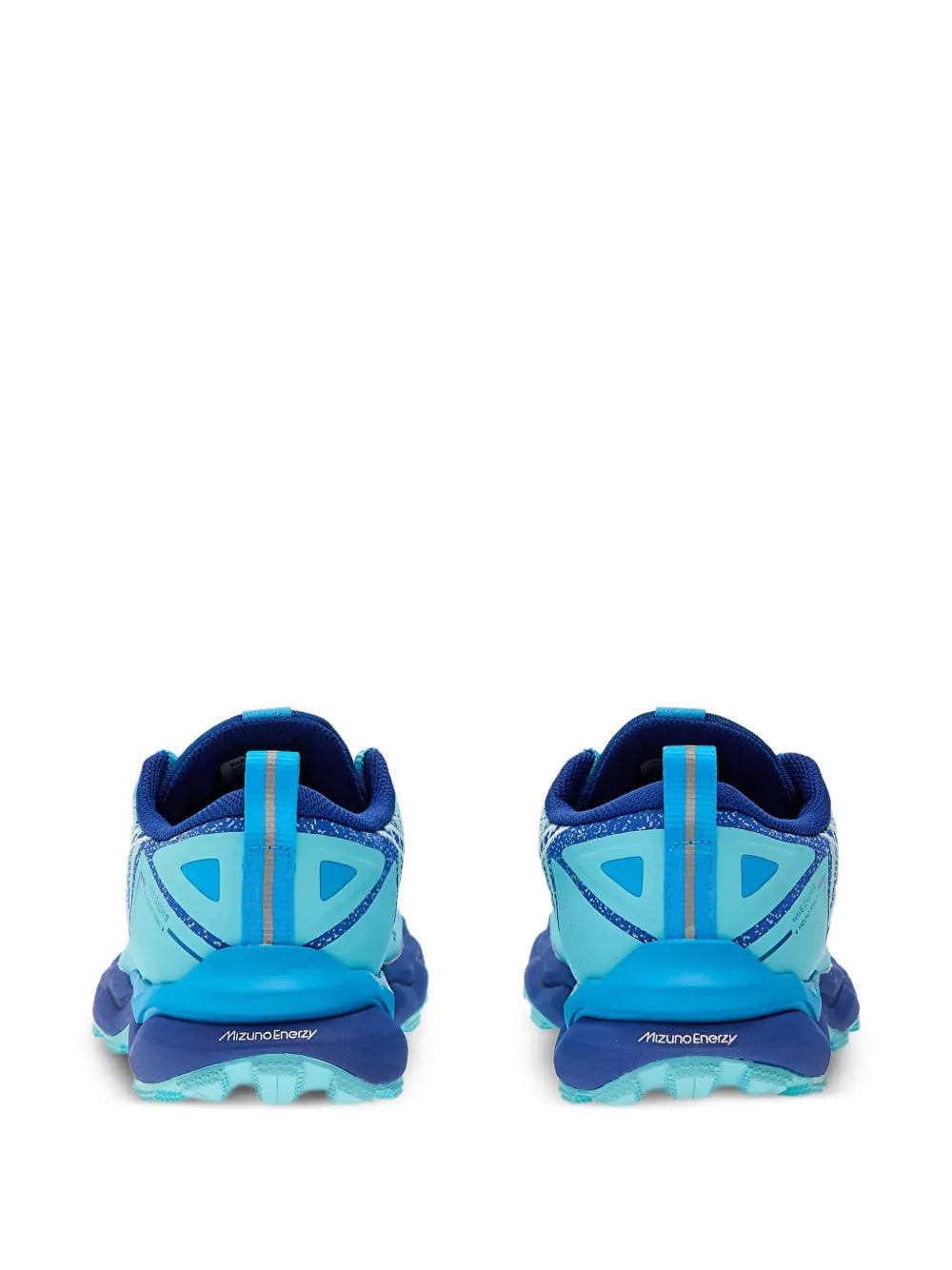 Back view of Wave Daichi 9 trail running shoe with cushioned navy heel