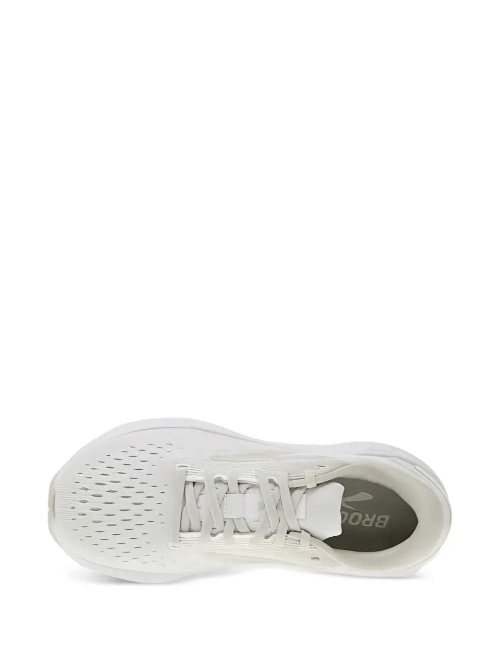 White running shoes with perforated toe and padded tongue