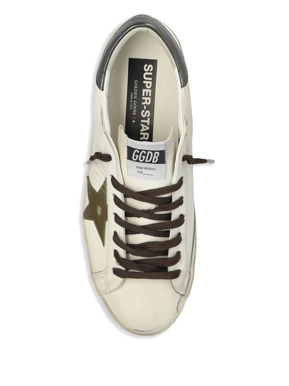 Golden Goose Super Star sneaker with laces, white canvas, branded tongue label