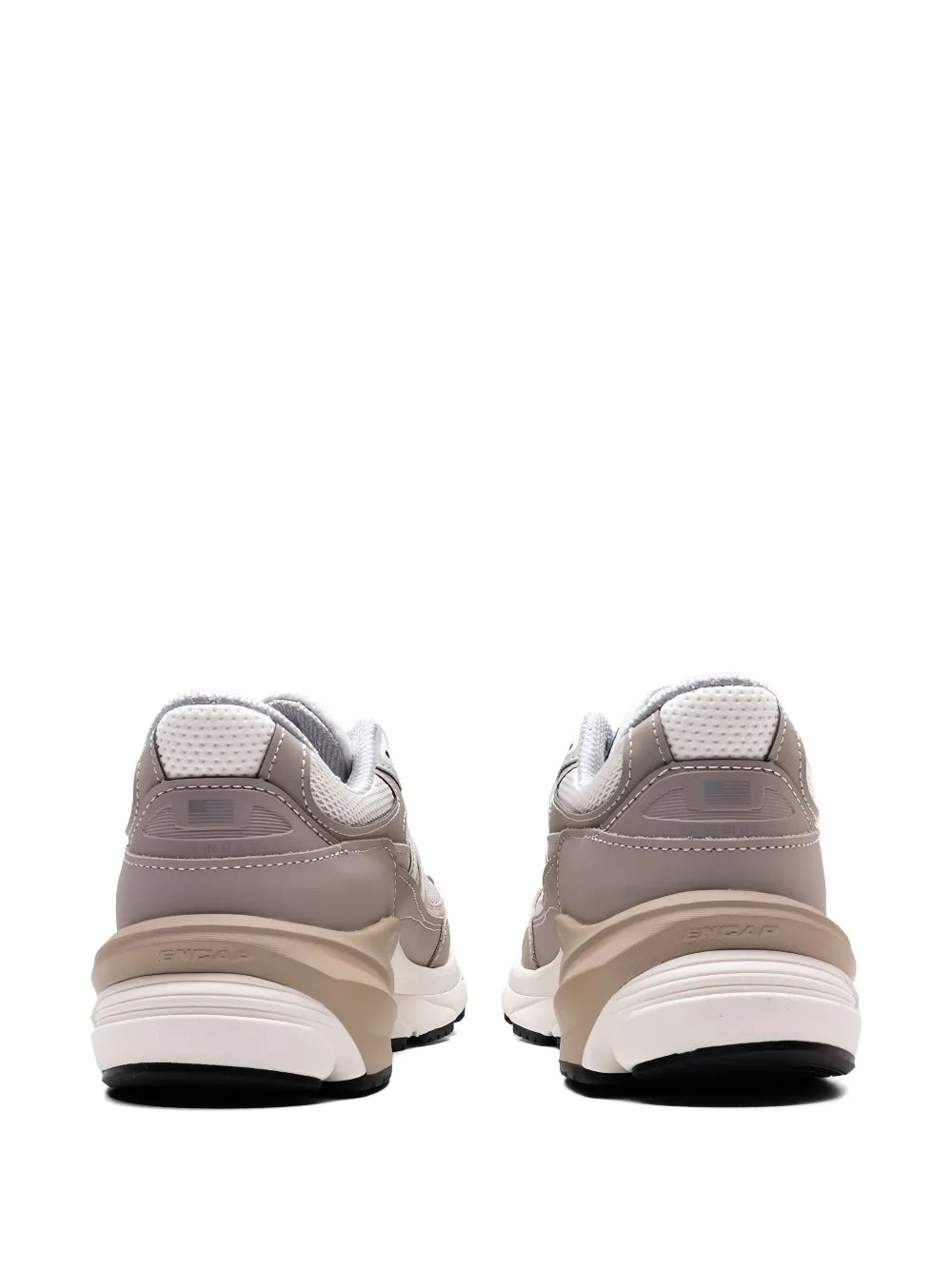 New Balance 990V6 sneakers, heel and collar view, light mushroom and moonrock