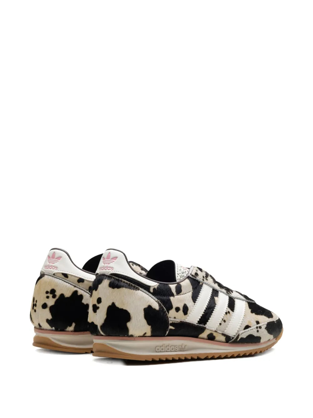adidas SL 72 OG low-top sneakers, rear view with cow-print heel and white stripes