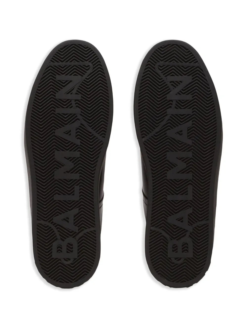 Balmain B-Court sneakers, black rubber outsoles with zigzag tread pattern
