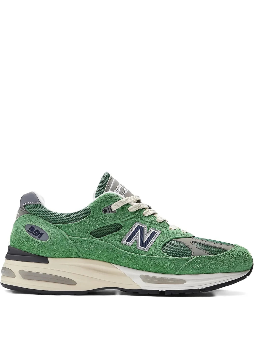 New Balance 991V2 mineral green lace-up sneakers with N logo
