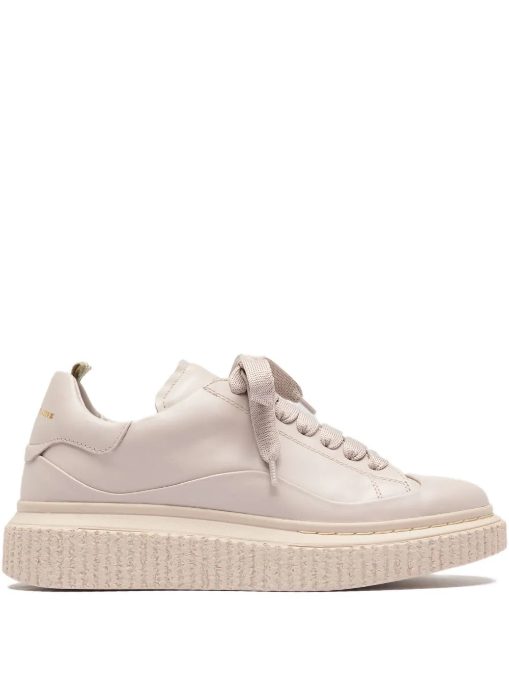 Officine Creative Leather beige leather sneakers with lace-up front and platform sole