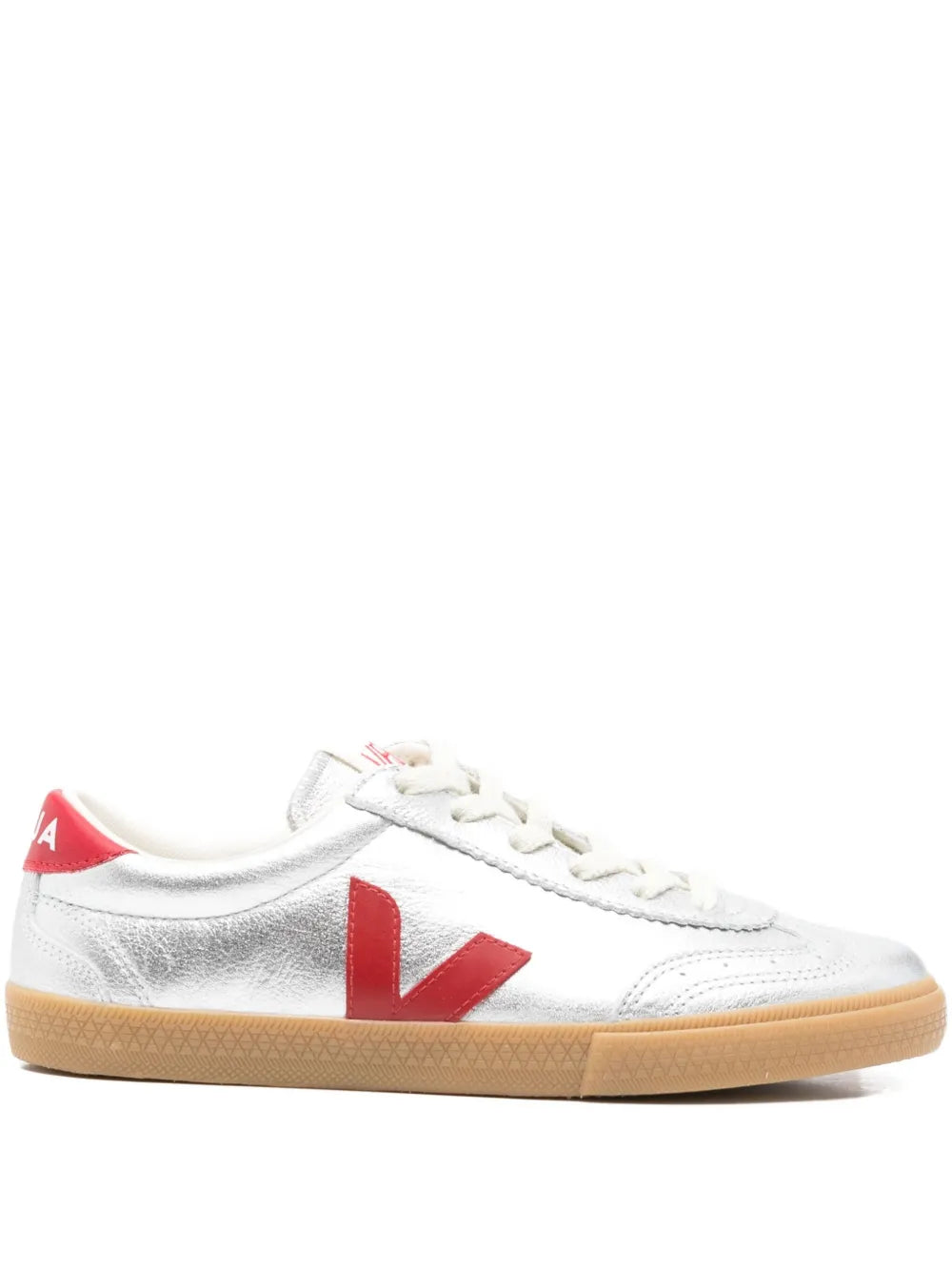 VEJA Volley white leather sneakers with red V logo and gum sole
