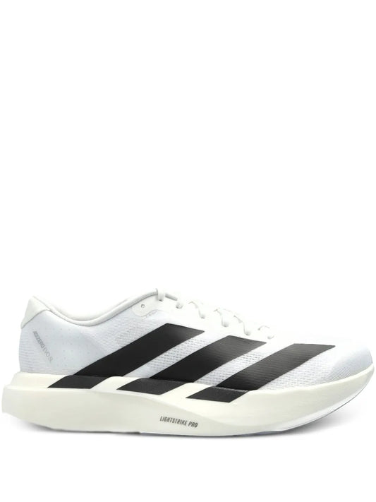 adidas Adizero Evo SL white running shoes with black stripes