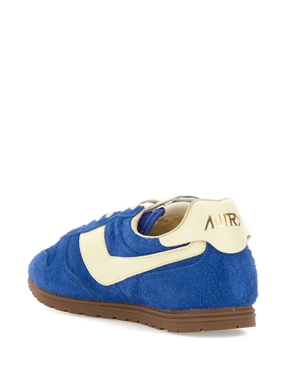 Royal blue suede leather sneakers with cream heel tab and AUTRY branding