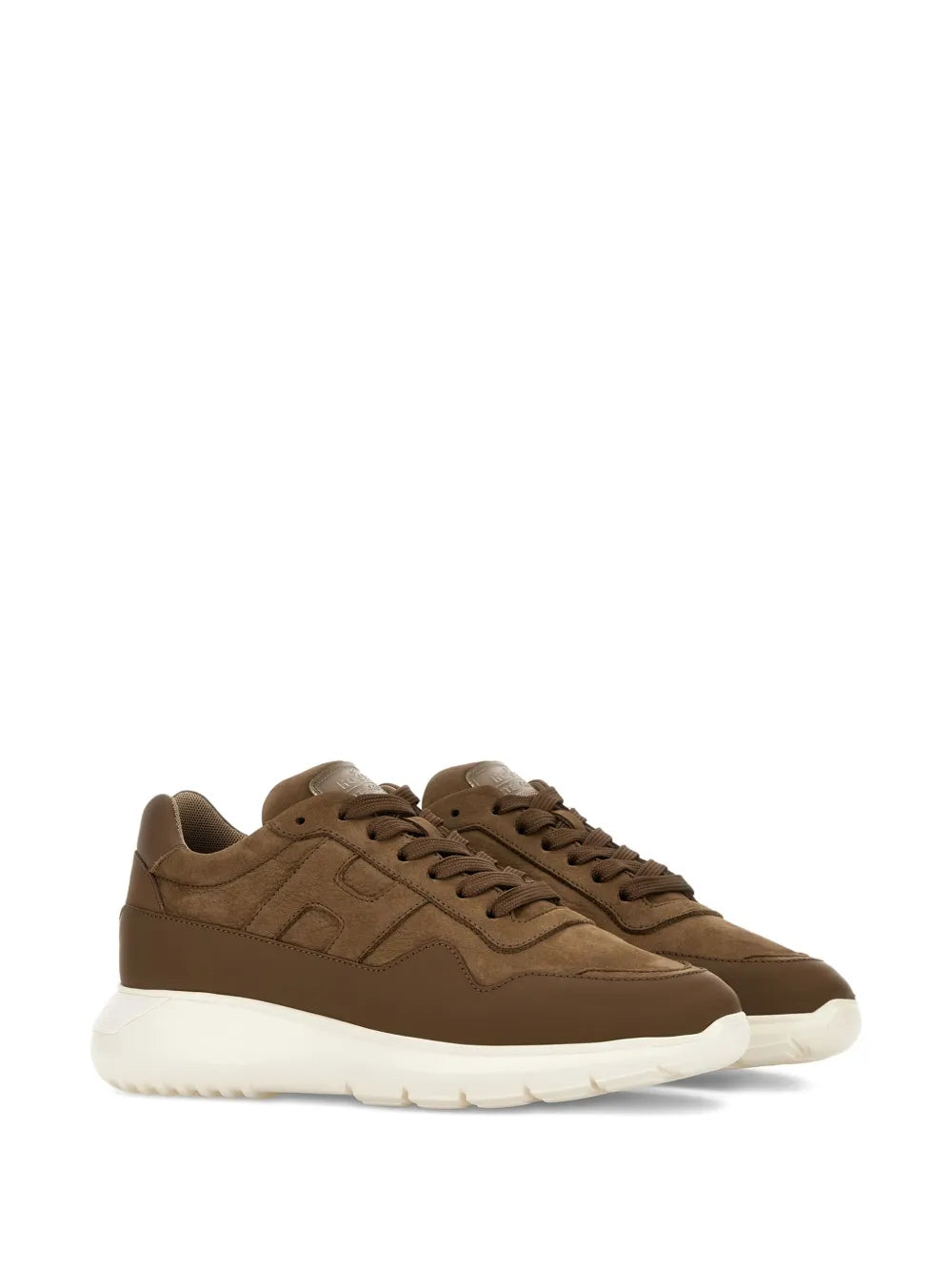 Hogan Interactive 3 low-top sneakers, cognac brown uppers, lace-up with white sole