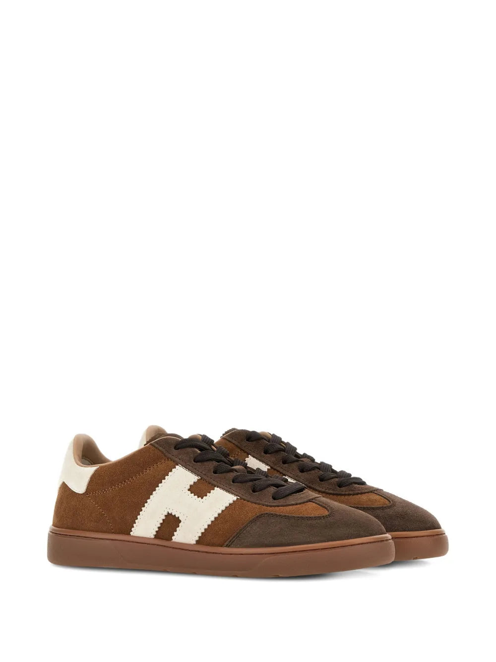 Hogan Cool sneakers in brown suede with white side panel and dark lace-up