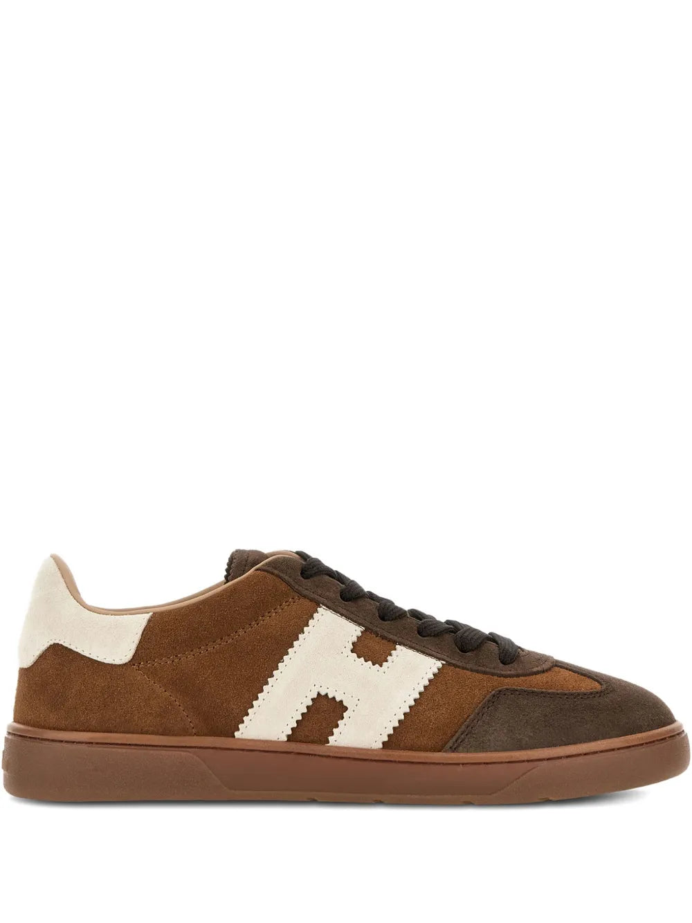 Hogan Cool low-top sneakers in brown suede with white geometric side panels