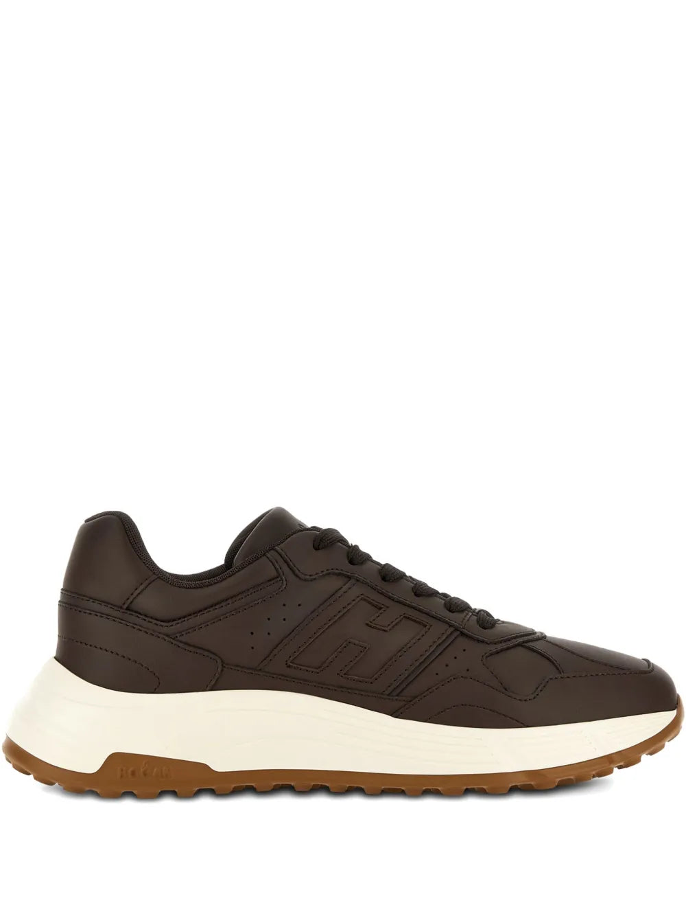 Hogan Hyperlight sneakers in chocolate brown with white sole and lace-up front
