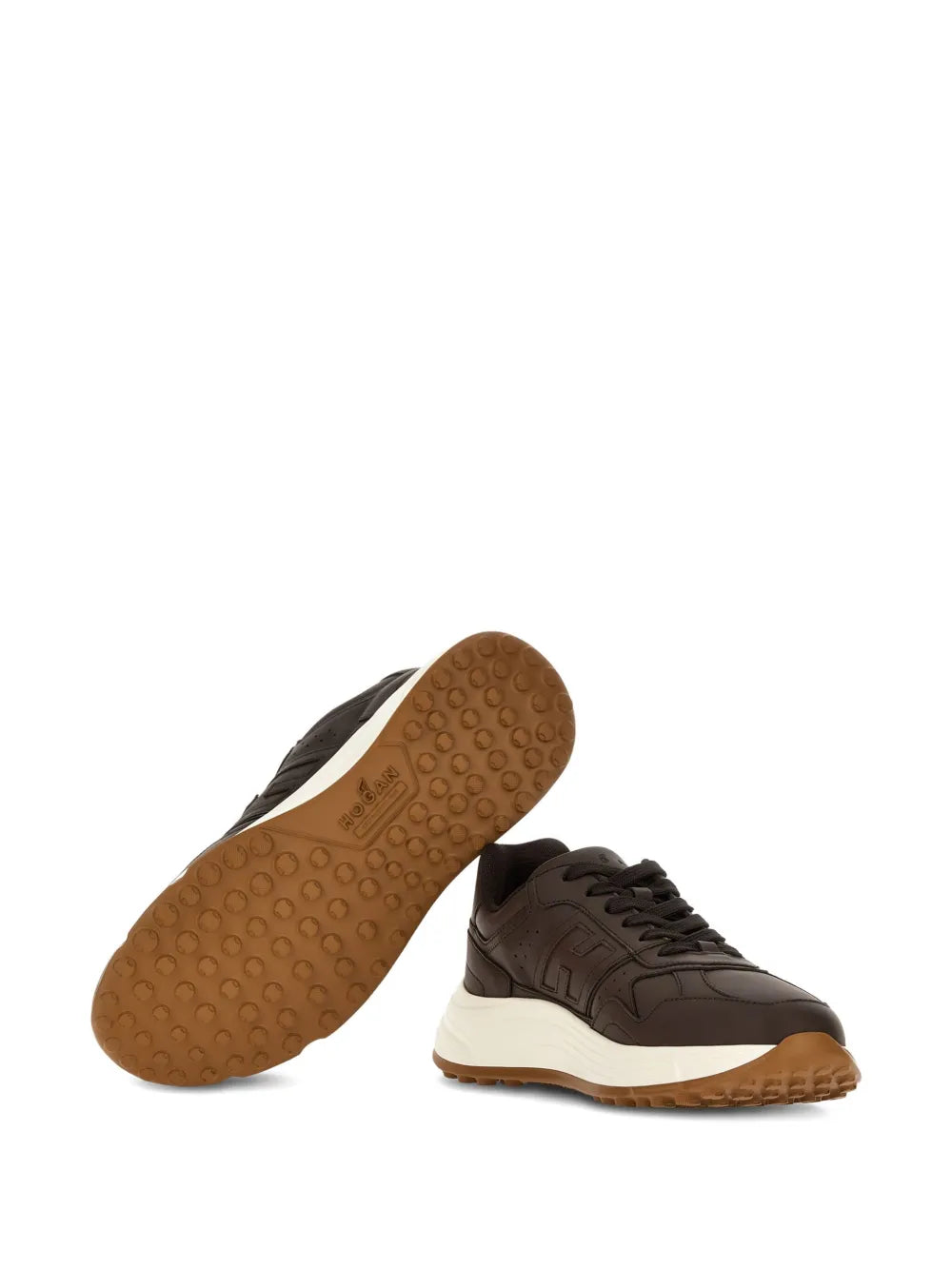 Hogan Hyperlight sneakers showing chocolate brown outsole with rubber tread