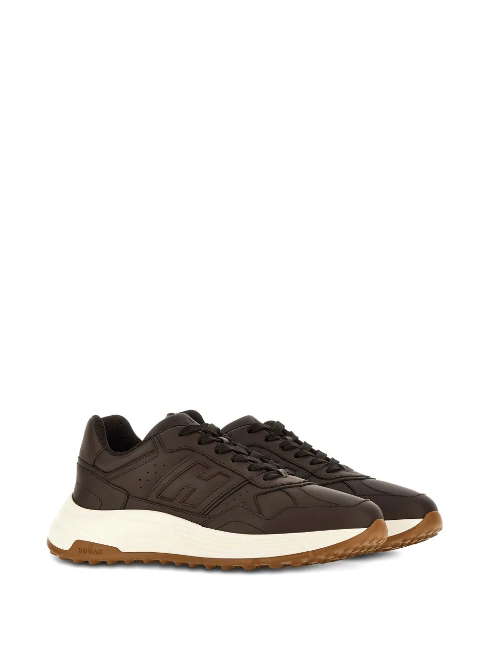 Hogan Hyperlight lace-up sneakers, chocolate brown upper with white midsole