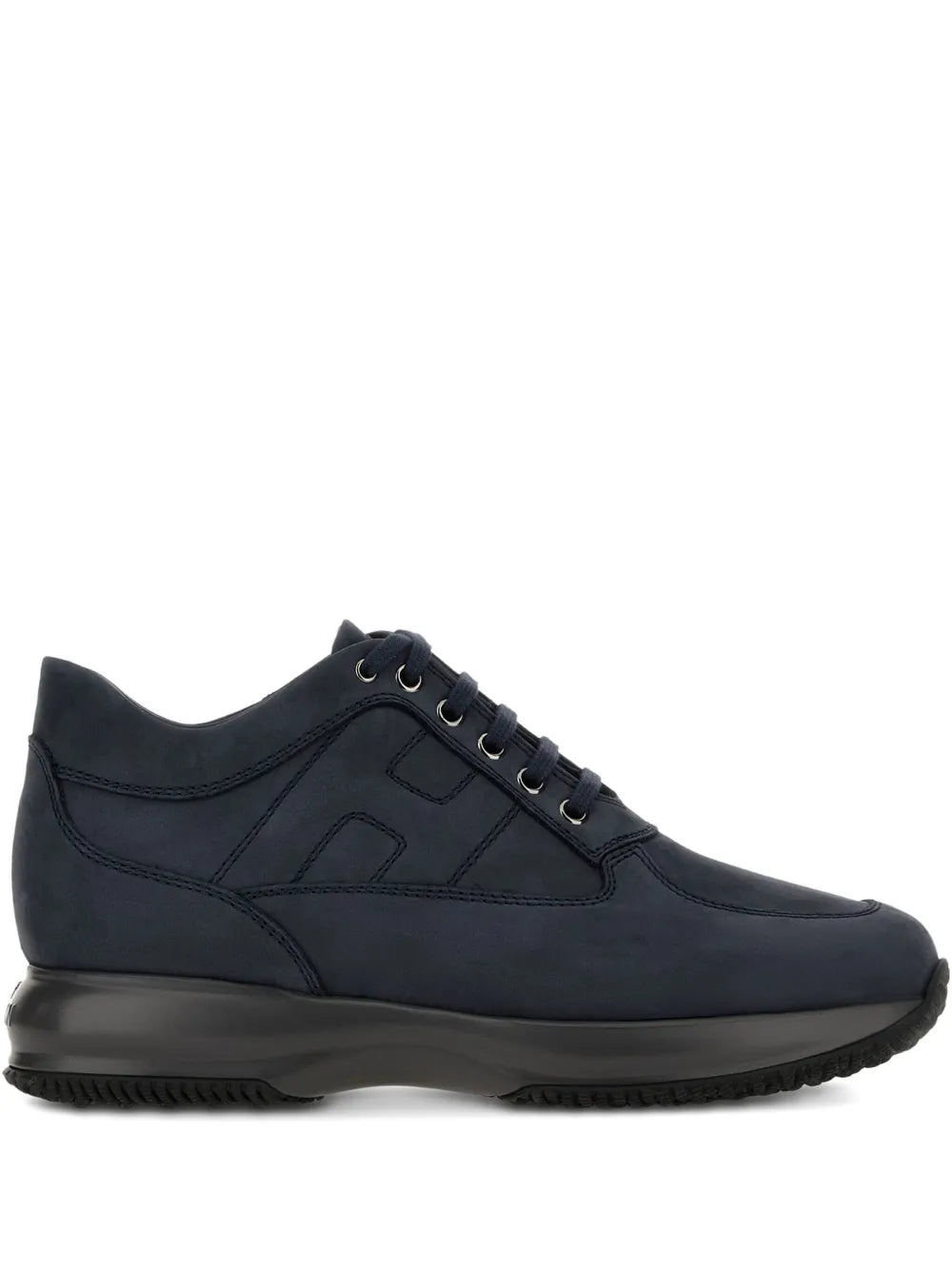 Hogan interactive sneakers in midnight blue, low-profile lace-up with rubber sole
