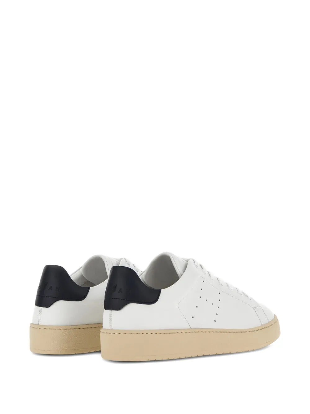 Hogan H672 sneakers, white uppers with black heel panels and tan sole, lace-up