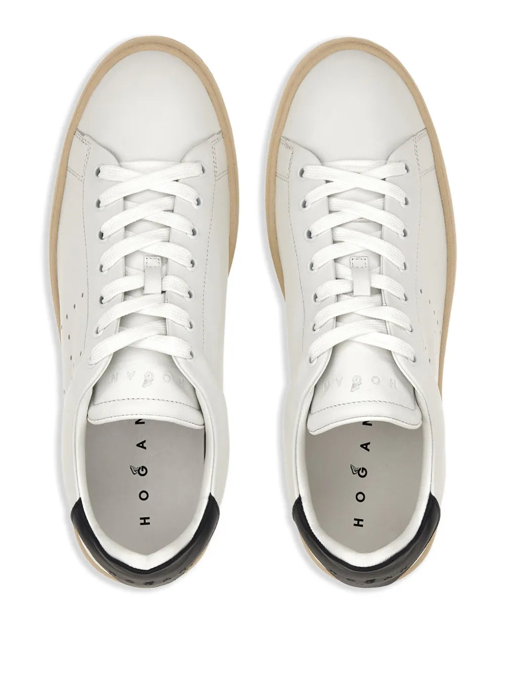 Hogan H672 sneakers, white with white laces; HOGAN branding on tongue and insole