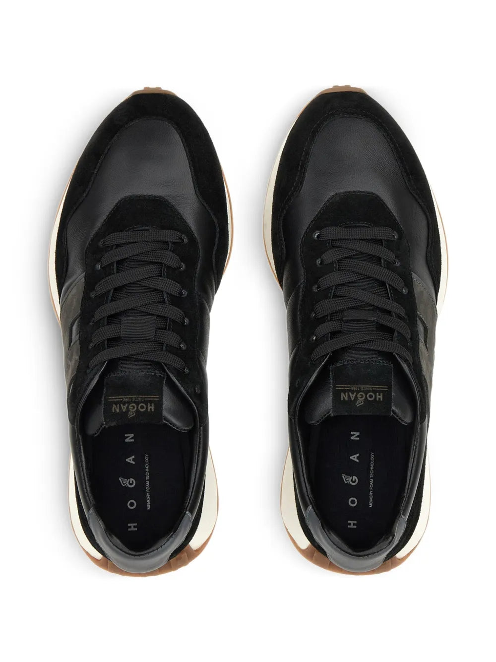 Black Hogan H601 sneakers with black laces and branding on tongue