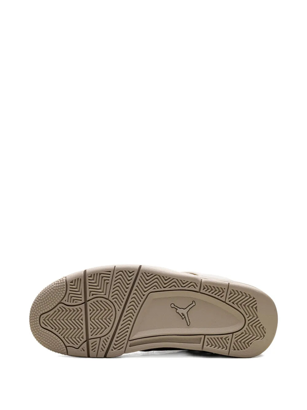 Light brown Jordan 4 Retro outsole with rubber tread and Jumpman logo