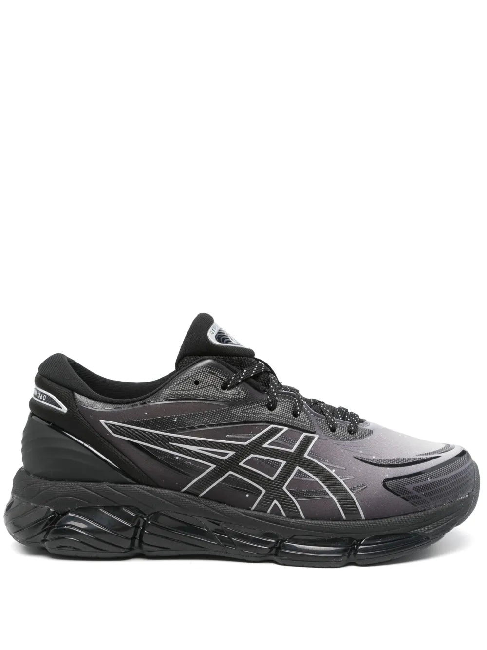 Medium grey Asics Gel-Quantum 360 running sneakers with black accents and lace-up closure