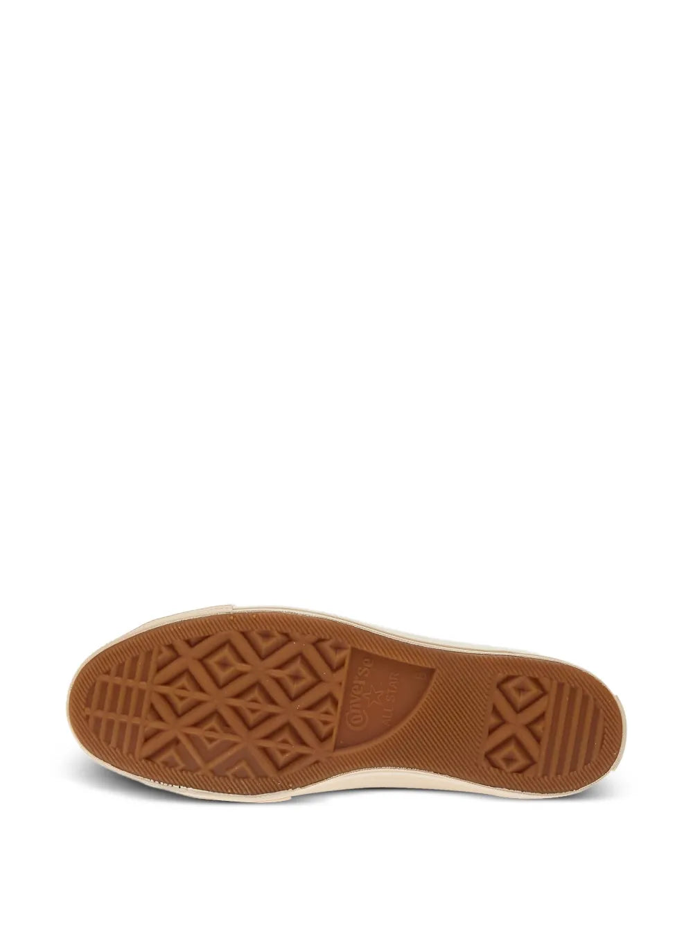 Black high-top sneaker outsole with brown geometric tread pattern