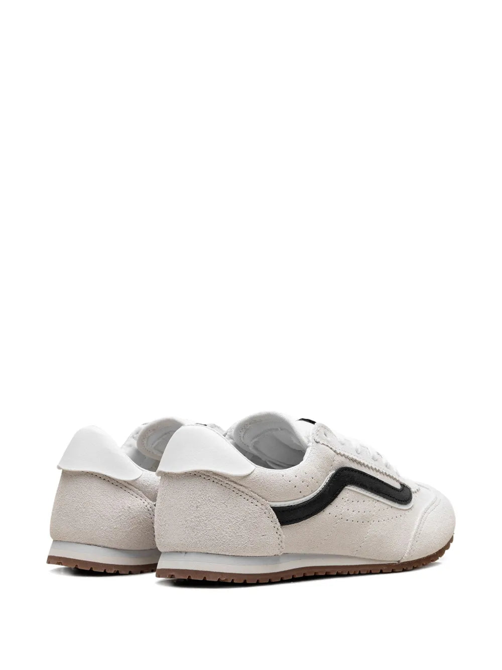 Vans low-top sneakers off-white with black heel stripe; lace-up with gum sole